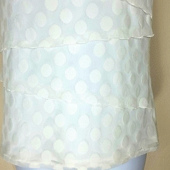 Tank Top sleeveless Pull Over Blouse shell white lace polka dot stretch tiered - Picture 6 of 8
